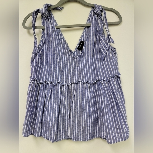Who What Wear Tops - Who What Wear striped tie shoulder tank
